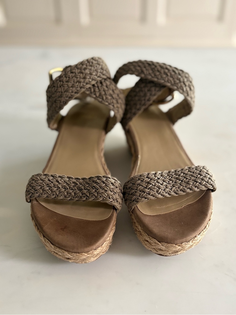 Stuart Weitzman Woven Espadrille Wedge Sandals - Picture 2 of 7